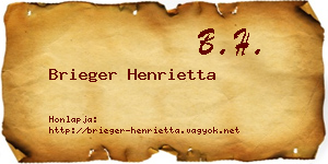 Brieger Henrietta névjegykártya